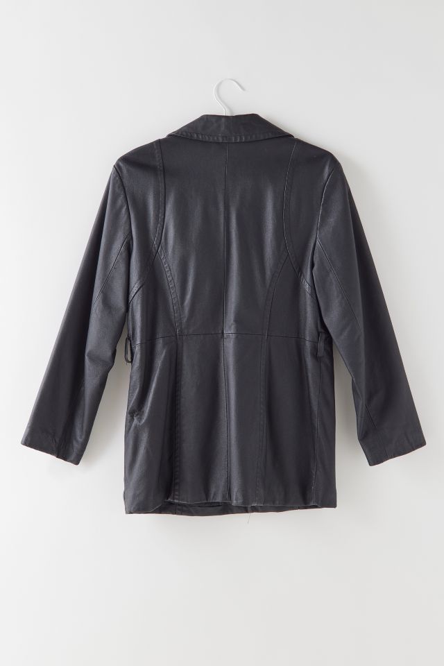 Veste en cuir vintage à col pointu #1