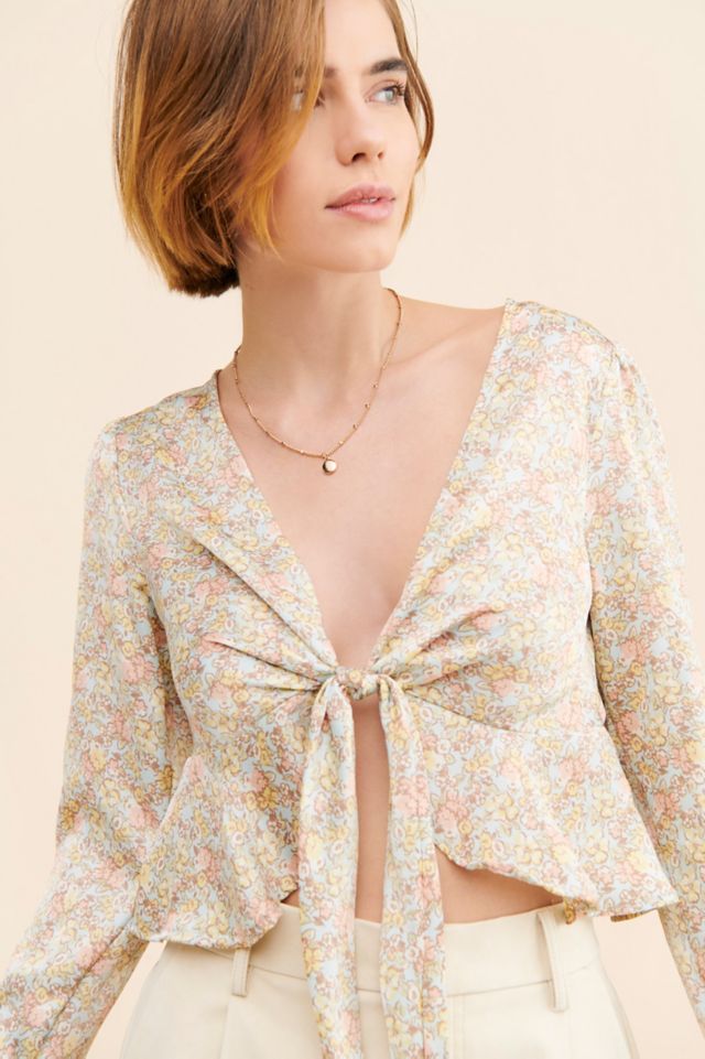 Dress Forum Tie Front Printed Top #2