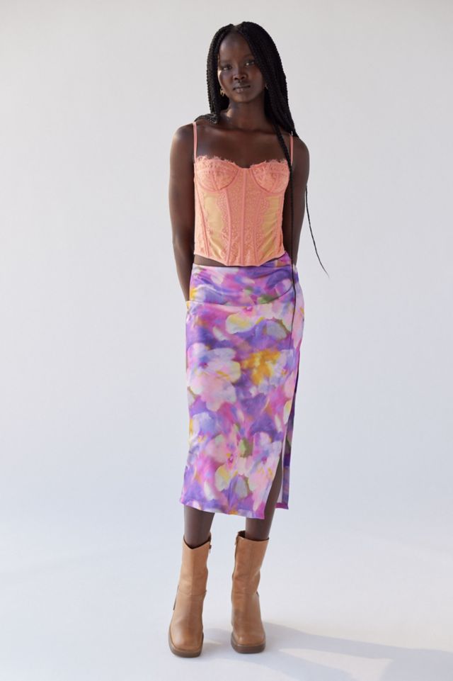 Tie dye satin clearance skirt