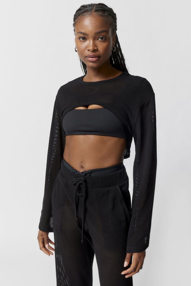 Black Mesh Sleeve Crop Top – Free From Label