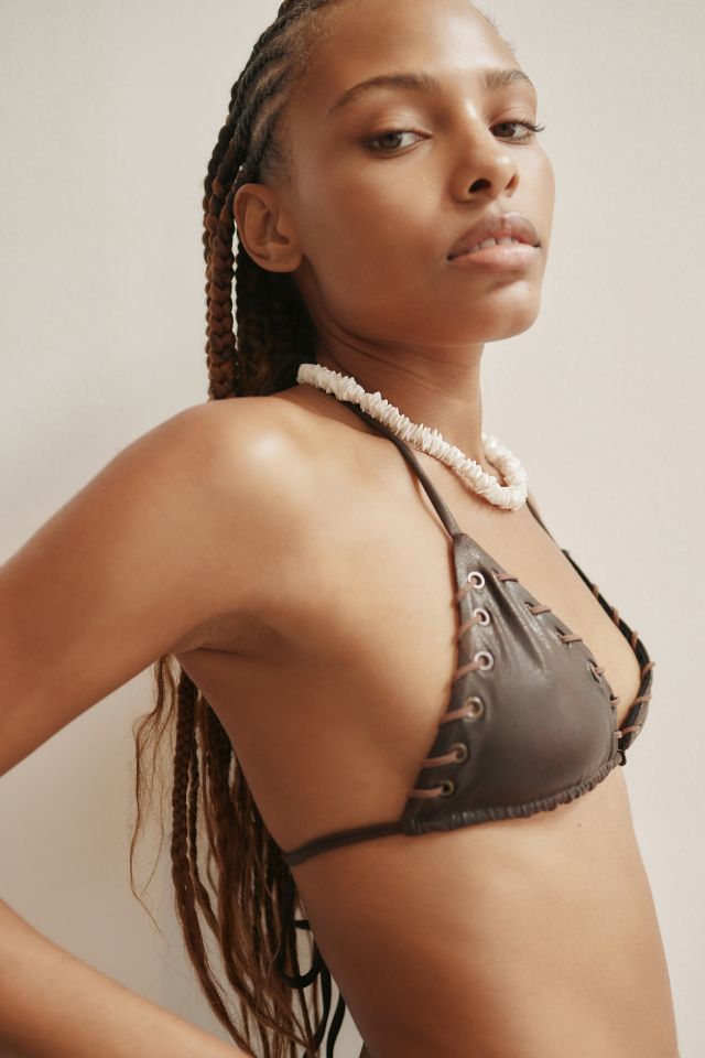 Frankies Bikinis Tia Faux Leather Bikini Top #3