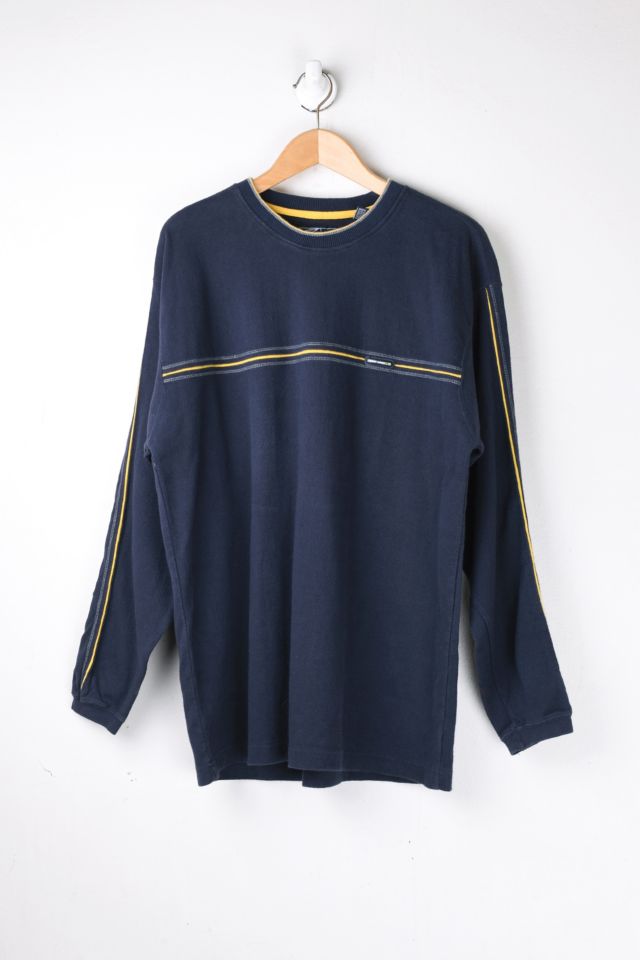 Vintage Y2k Dark-Blue & Yellow Striped Sweatshirt | Urban Outfitters