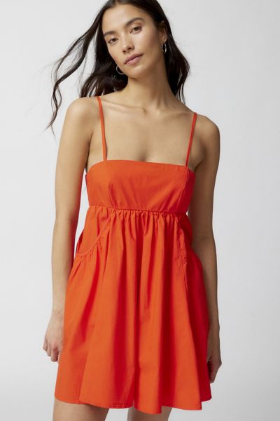 Uo Theodora Poplin Mini Dress Urban Outfitters