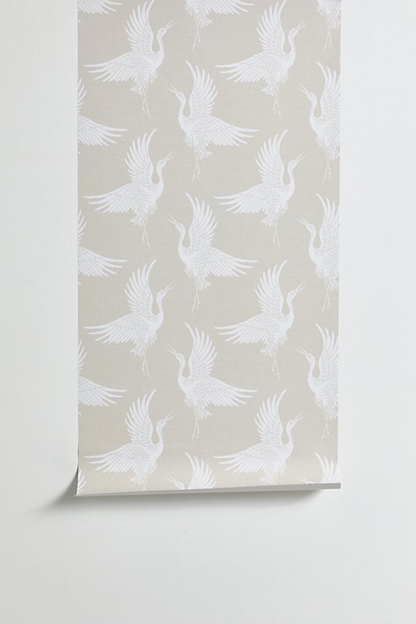 Urban Outfitters Iveta Abolina White Cranes Removable Wallpaper In Cream At
