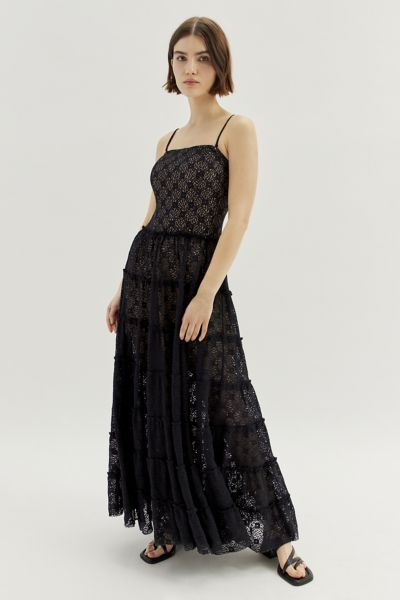 Urban Outfitters Uo Lucy Lace Maxi Dress In Black