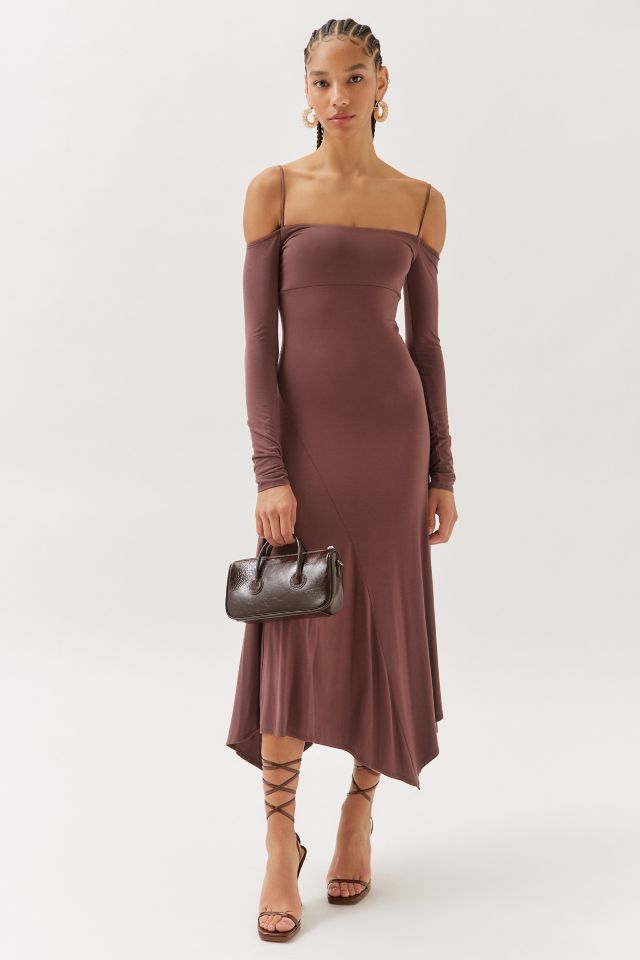 UO Parker Cold Shoulder Midi Dress Urban Outfitters Canada