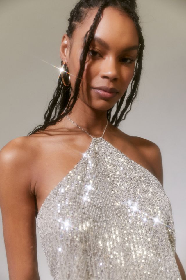 Urban Renewal Parties Remnants Amelia Sequin Halter Top | Urban Outfitters