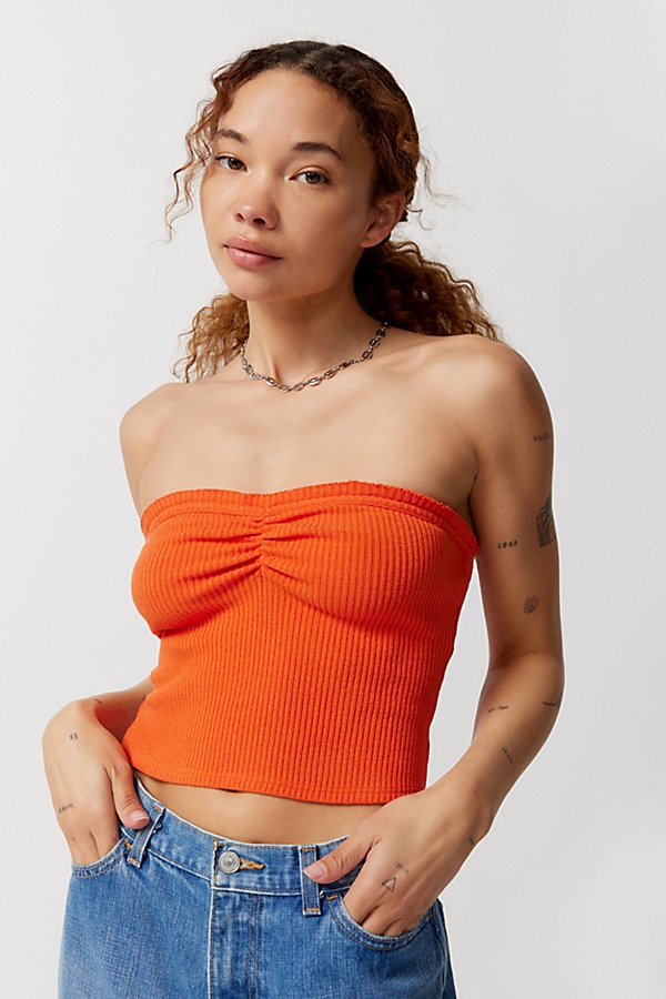 Urban Outfitters Uo Ruched Tube Top In Orange