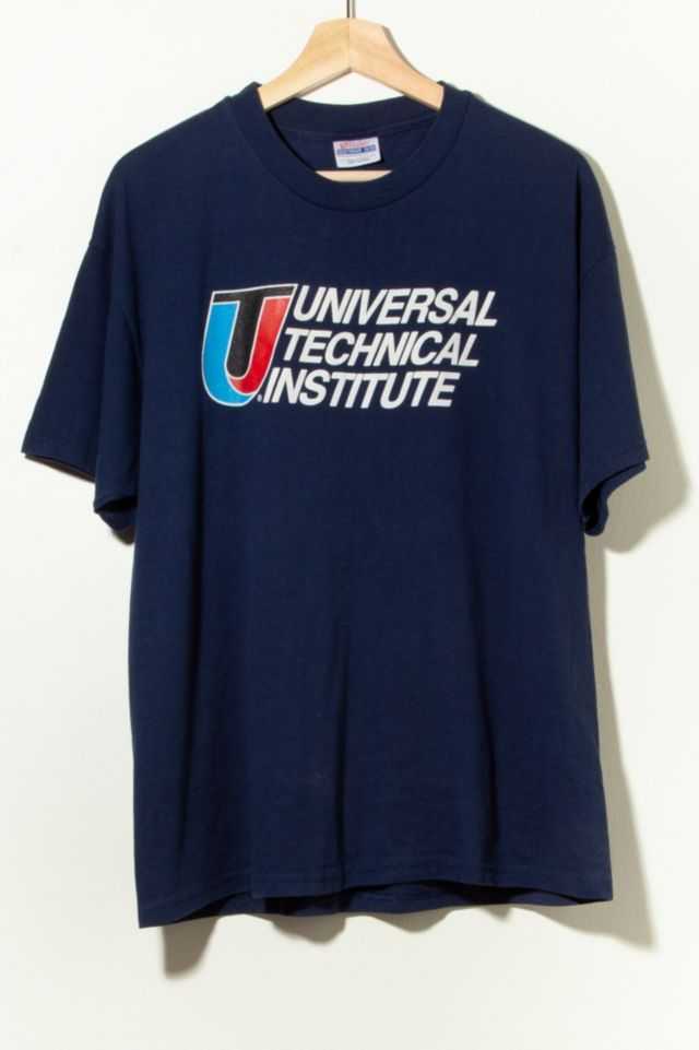 Vintage Y2K Universal Technical Institute Graphic Logo Navy Blue T ...