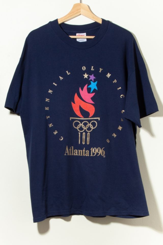 De Kamer Bacteriën Vervloekt Vintage 1990s Atlanta 1996 Olympic Games Graphic Navy Blue T-Shirt | Urban  Outfitters