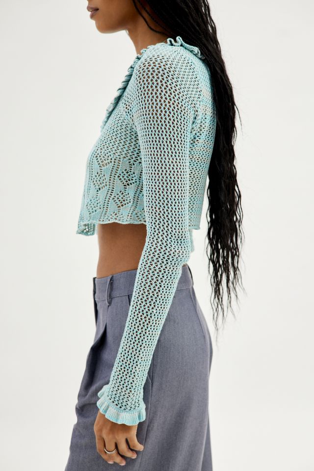 UO Lily Open-Knit Flyaway Crop Cardigan #2