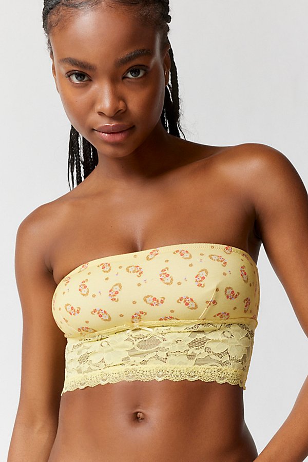 Out From Under Angel Eyes Lace Bandeau In Yellow Paisley