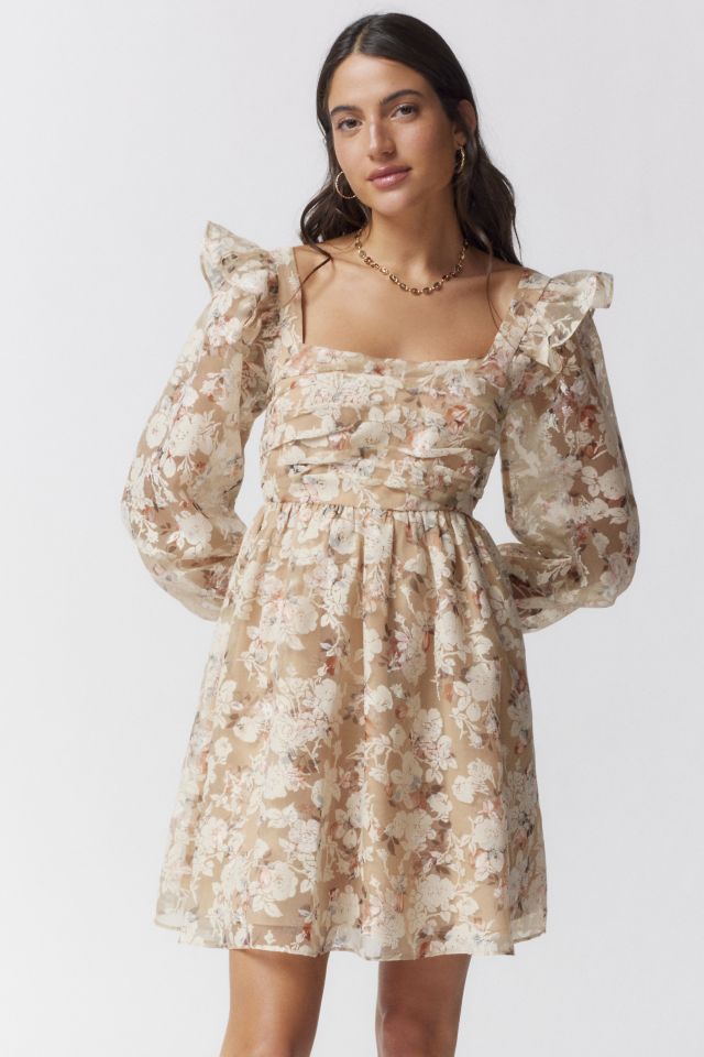 Robe Mini à Manches Bouffantes Florales En Saison Chaumont #1