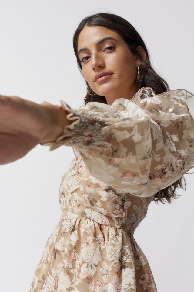 Robe Mini à Manches Bouffantes Florales En Saison Chaumont #4