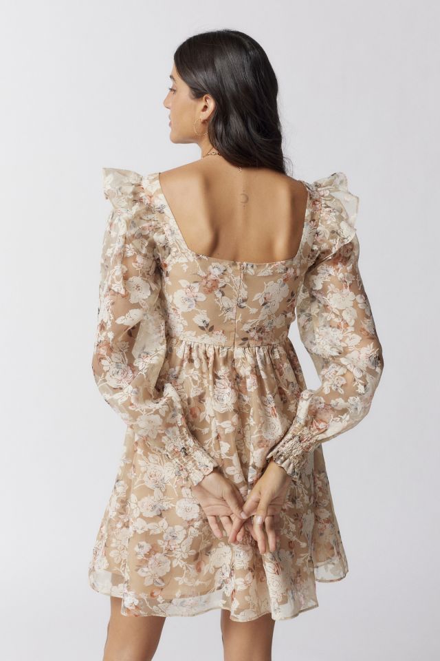 Robe Mini à Manches Bouffantes Florales En Saison Chaumont #5