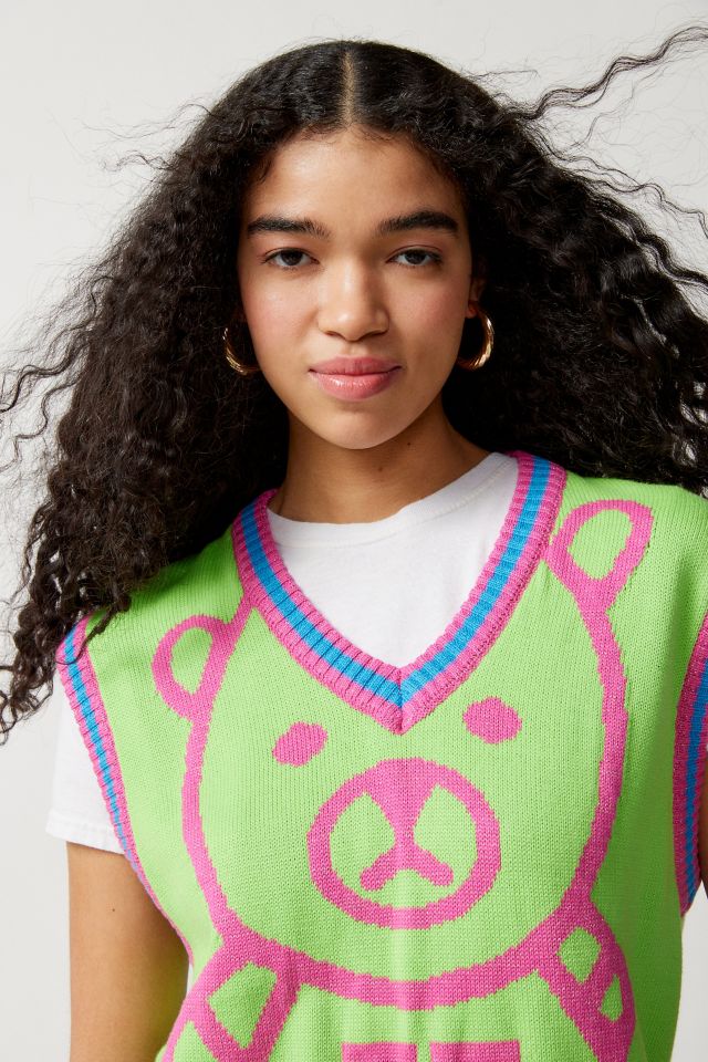Teddy Fresh Bear Silhouette Intarsia Knit Sweater Vest #1