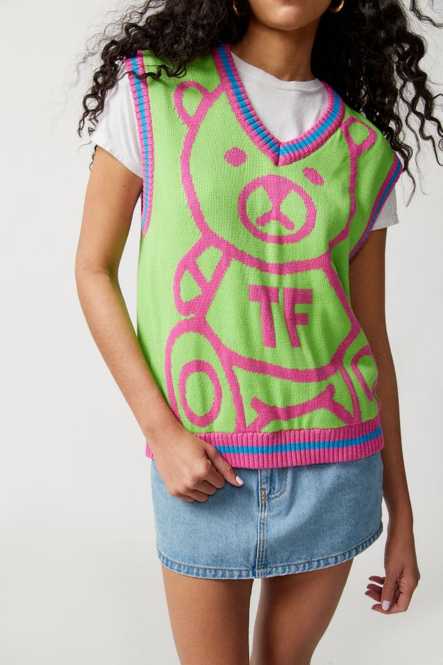 Teddy Fresh Bear Silhouette Intarsia Knit Sweater Vest #3