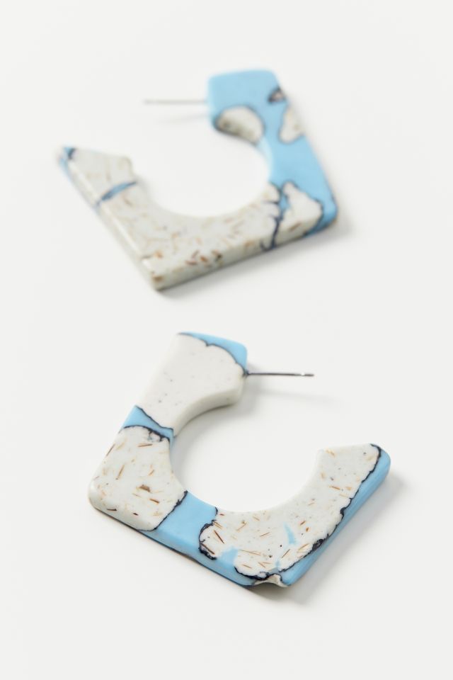 Square Stone Hoop Earring #1
