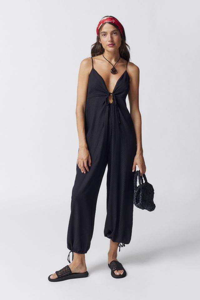 Urban Outfitters, Pants & Jumpsuits, 34 Urban Outfitters Black Spaghetti  Strap Wide Leg Jumpsuit Sz Sm Nwt