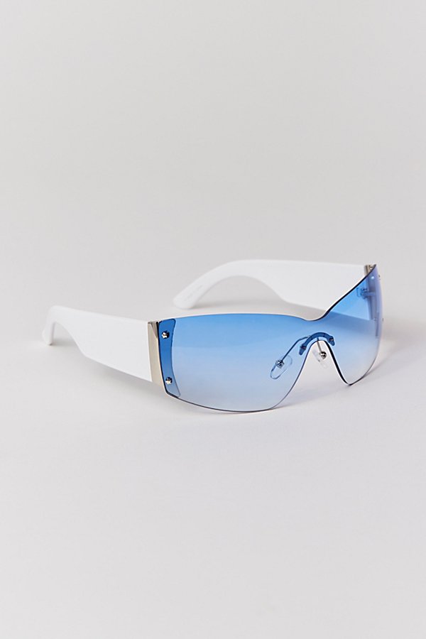 Urban Outfitters Brittney Y2k Shield Sunglasses In Blue