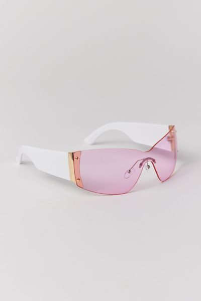 Urban Outfitters Brittney Y2k Shield Sunglasses In Pink
