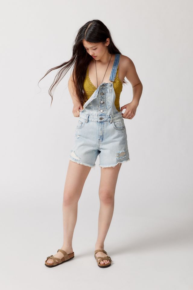 BDG Denim Distressed Shortall Overall #1