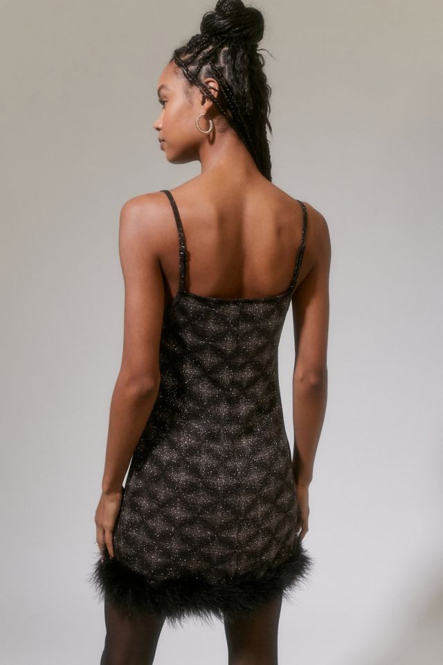 Urban Renewal Parties Remnants Twila Feather Trim Mini Dress #1