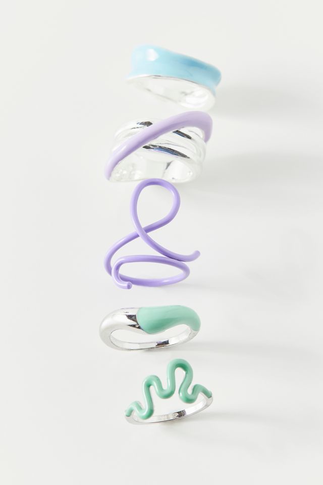 Vicky Enamel Ring 5-Pack Set | Urban Outfitters