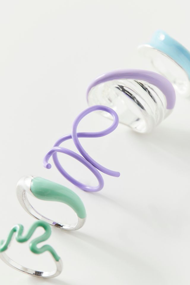 Vicky Enamel Ring 5-Pack Set | Urban Outfitters
