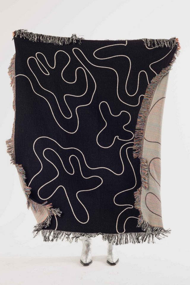 Clr Shop Dancing Shapes Ink Woven Throw Blanket | Urban Outfitters