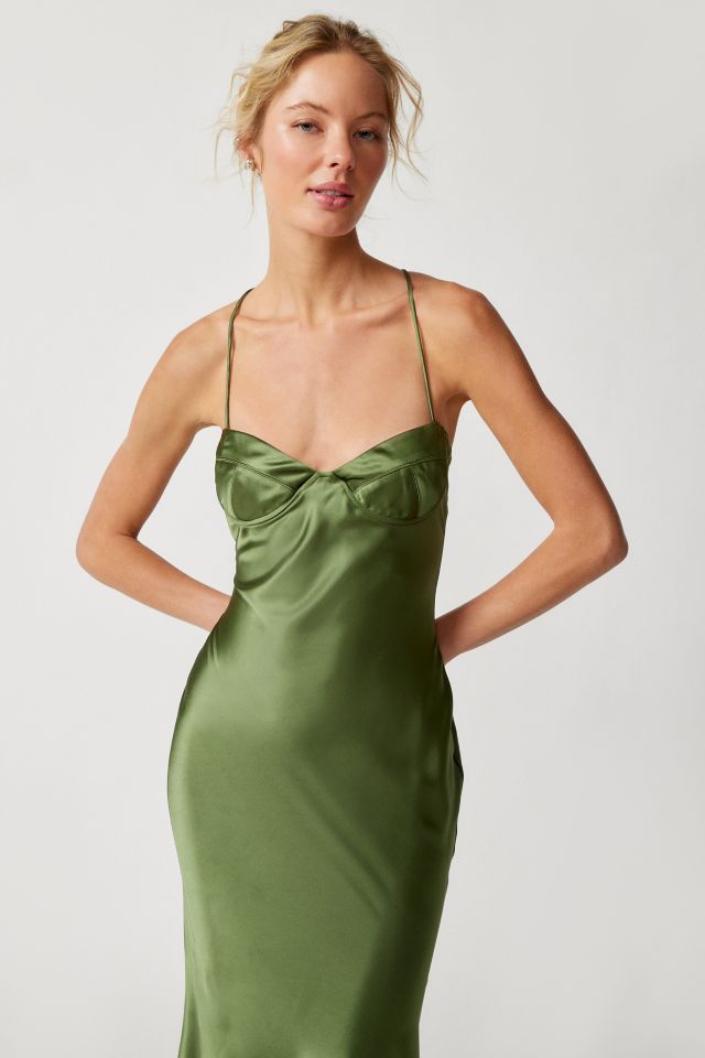 Urban outfitters outlet green silk dress