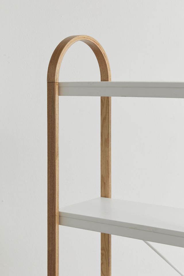 White and Natural Wood 5-Tier Freestanding Shelf
