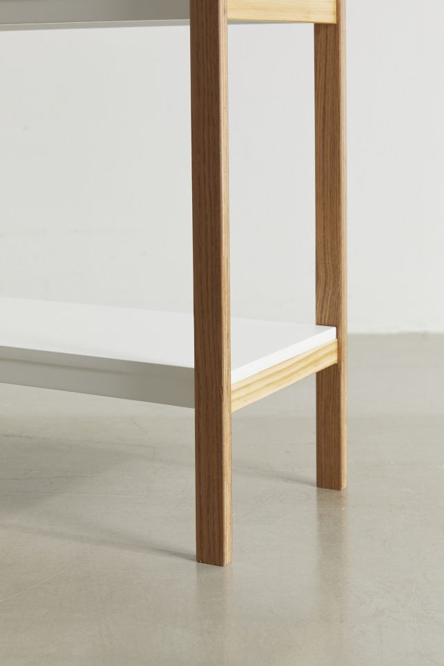 White and Natural Wood 5-Tier Freestanding Shelf