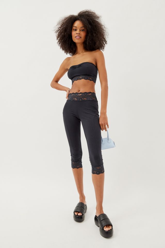 Out From Under Ivy Sheer Lace Capri Pant In Black,at Urban Outfitters