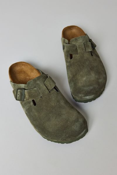 Birkenstock Women's Boston Suede Clog In Thyme, Women's At Urban Outfitters In Green