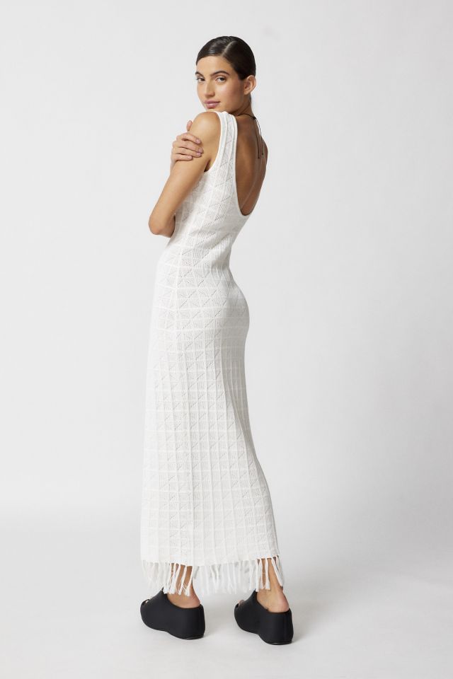 Another Girl Knit Fringe Midi Dress | Urban Outfitters