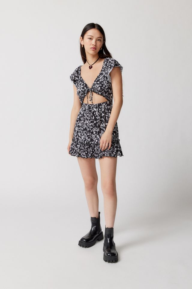 UO Rianna Floral Ruffle Mini Dress | Urban Outfitters