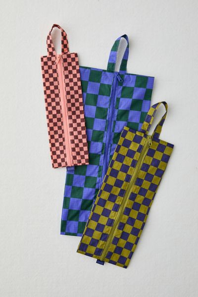 Baggu 3d Zip Pouch Set In Jewel Checks At Urban Outfitters