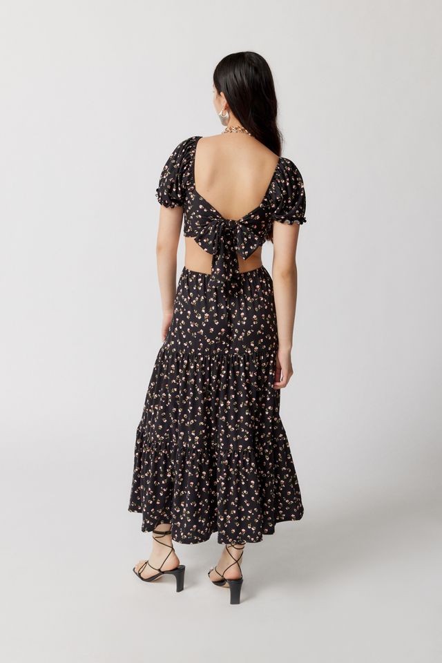 UO Jane Puff Sleeve Floral Midi Dress #4