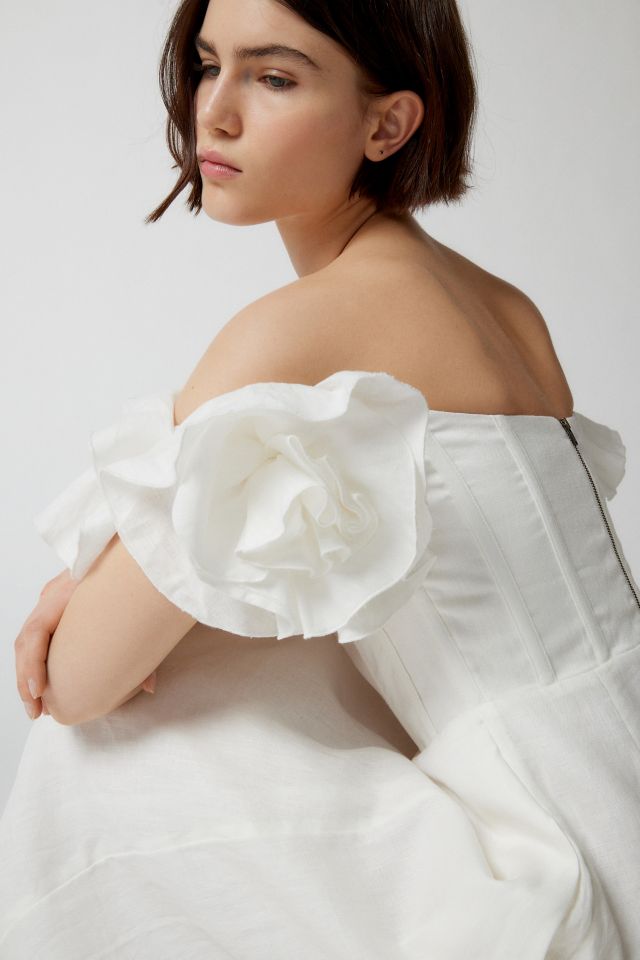 Bardot Sigma Linen Off-The-Shoulder Midi Dress #1