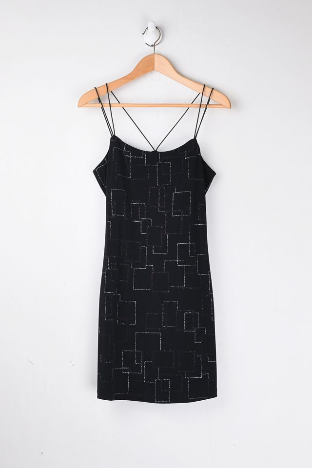 Vintage Y2k Black Glittered Strappy Mini Dress | Urban Outfitters