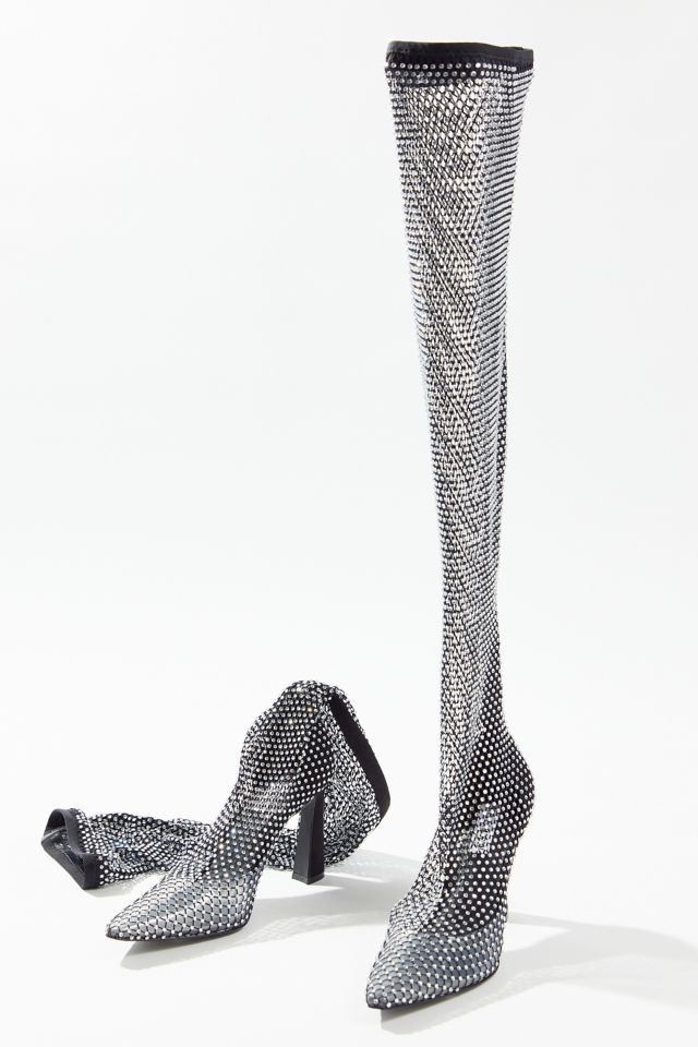 Steve Madden Sapphire Rhinestone Mesh Over-The-Knee Boot #4