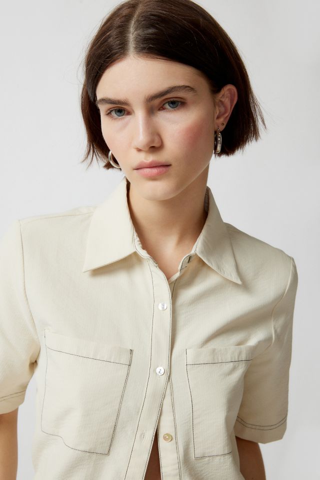 Find Me Now Hunter Contrast Stitch Button-Down Shirt #3