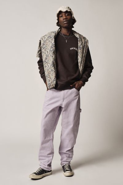 Dickies Garyville Hickory Stripe Straight Leg Pants In Lavender