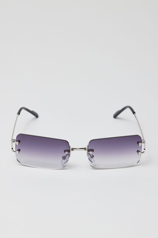 Berkeley Rimless Rectangle Sunglasses in Silver, Men's at Urban Outfitters