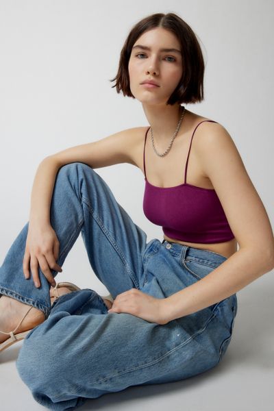 Out From Under Riley Seamless Low-back Cropped Top In Plum