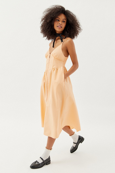 Urban Outfitters Uo Cedar Poplin Corset Midi Dress In Lavender | ModeSens