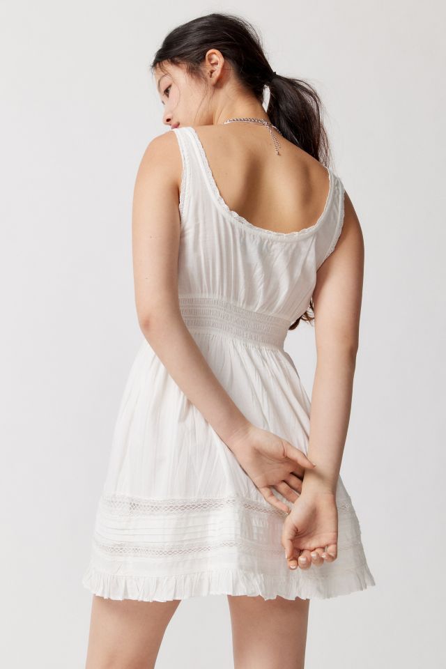 Urban Outfitters Uo Angelina Lace-inset Mini Dress In Ivory,at in White