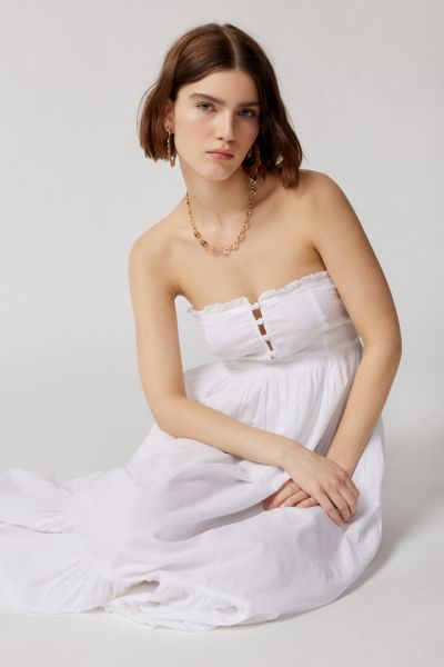 Urban Outfitters Uo Robyn Strapless Midi Dress In Ivory