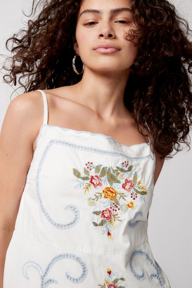 urban outfitters embroidered mini dress Another Girl Nia Embroidered Mini Dress